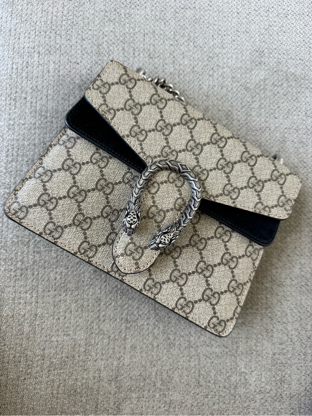 Gucci Beige and Black GG Supreme Small Dionysus Crossbody